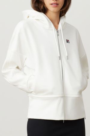 FILA Milano Knit Full-zip Hoodies White,Womens Clothing | CA.WPBDJT238